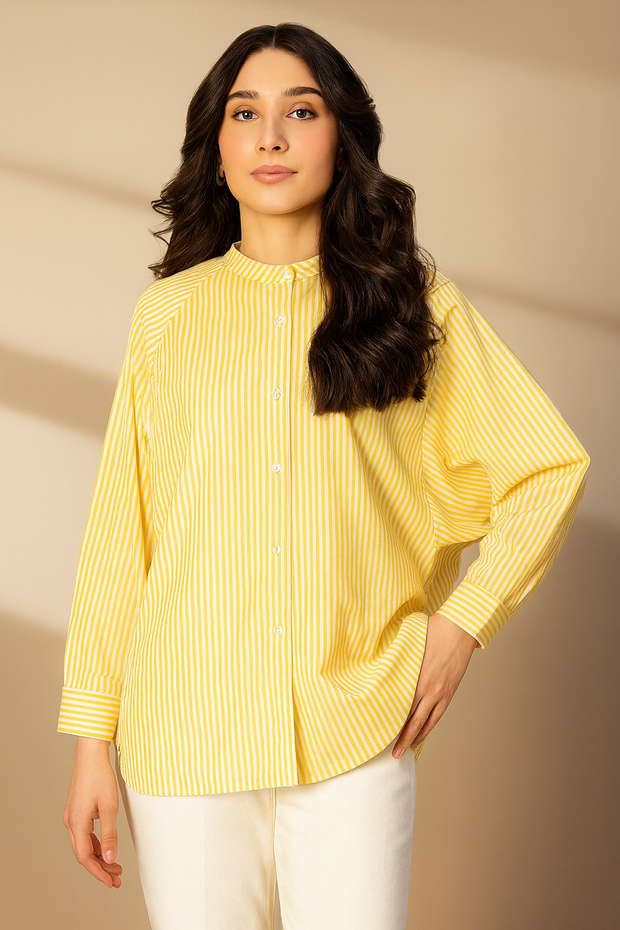 Striped Raglan Shirt Yellow