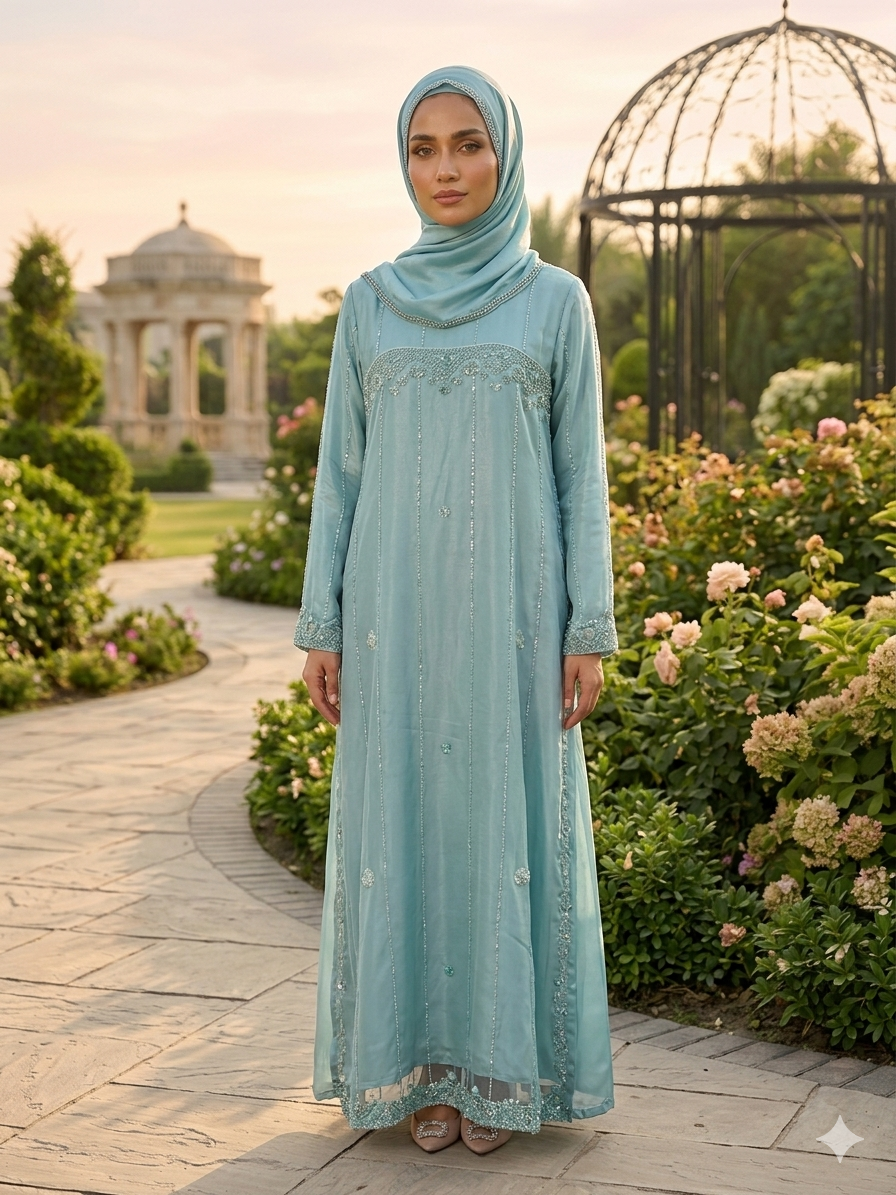 Nelofar A. Double Layered Kaftan with Light Embellishments