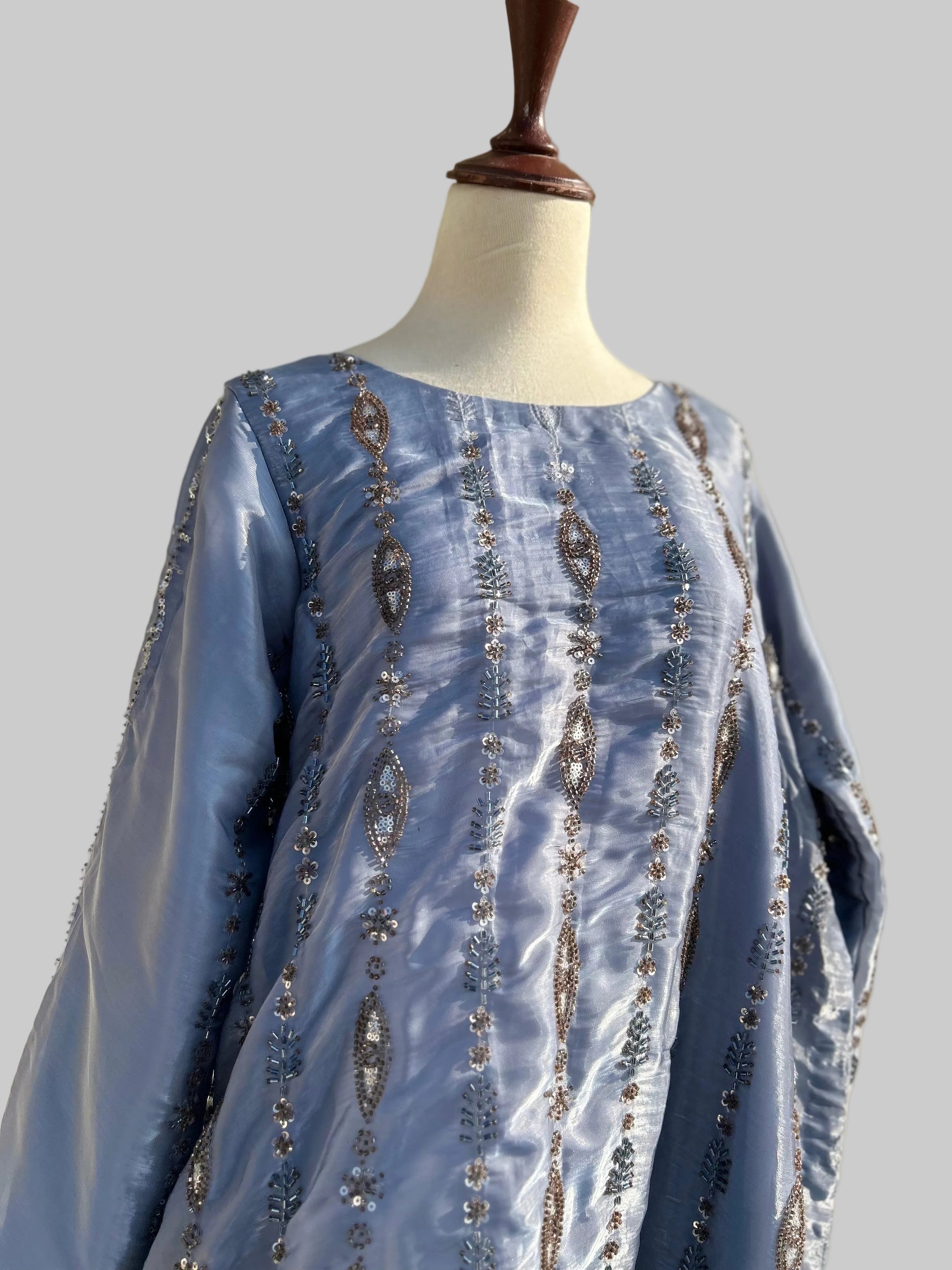 Nelofar A. Double Layered Kaftan with Heavy Embellishments