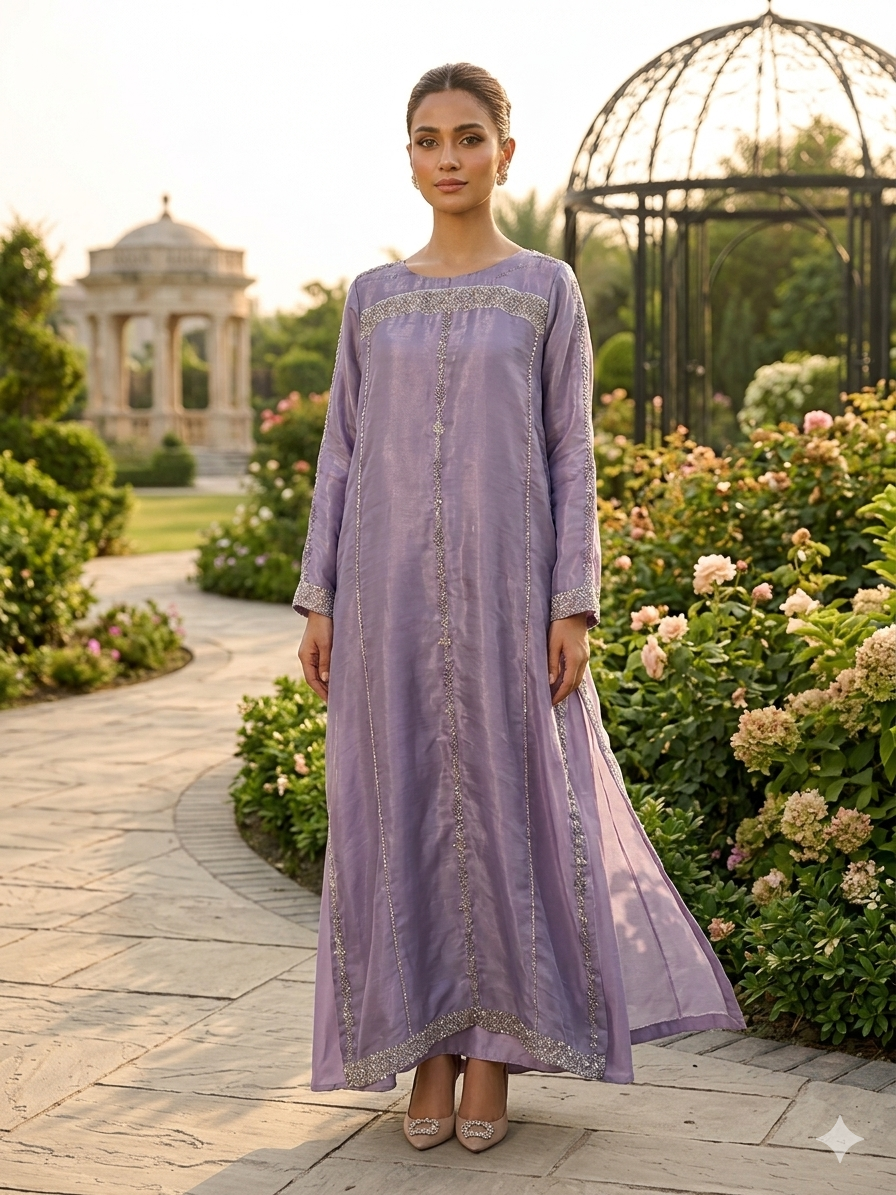 Nelofar A. Double Layered Kaftan with Light Embellishments