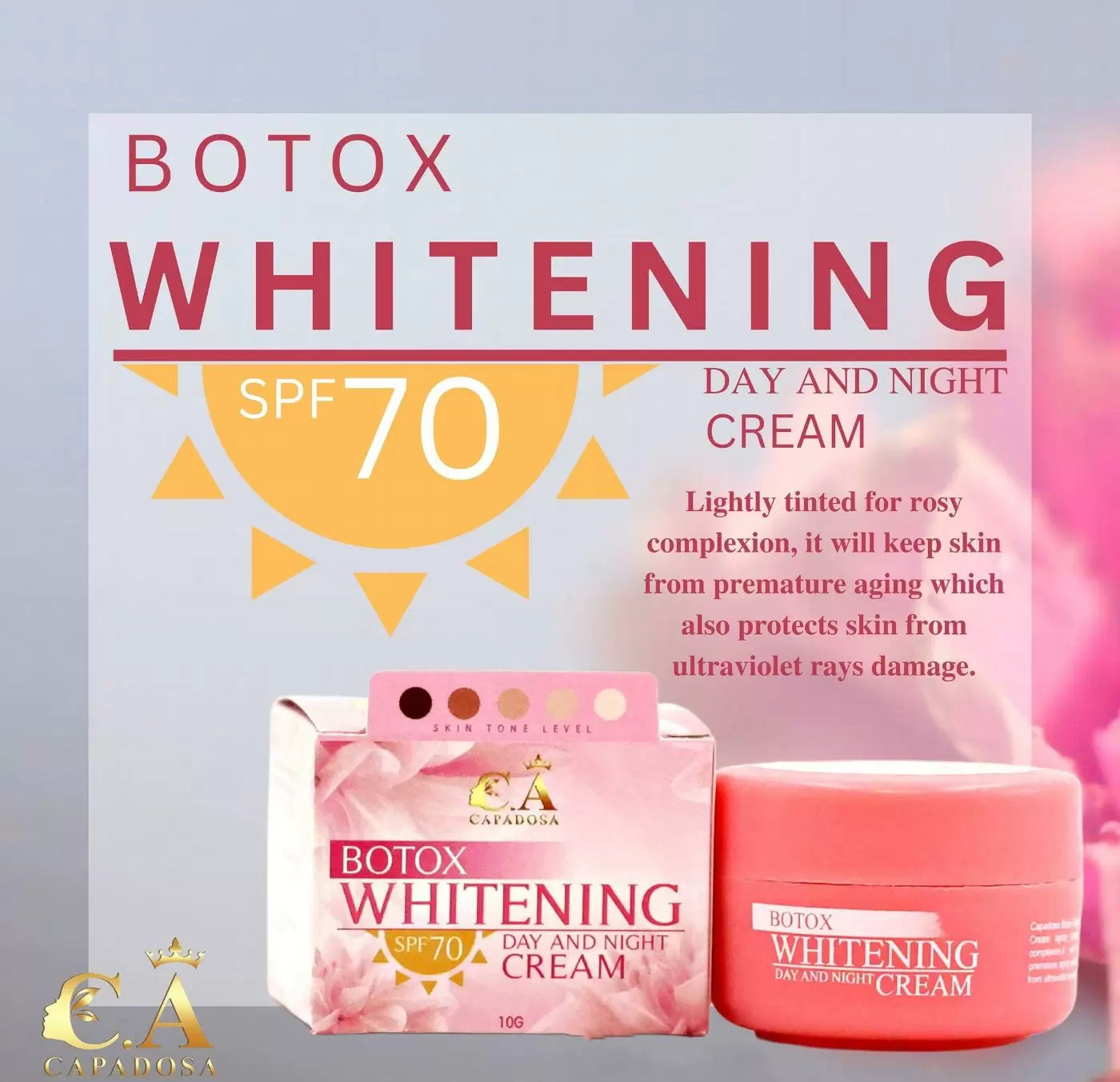 Botox Whitening Day and Night Cream with SPF 70 by Capadosa