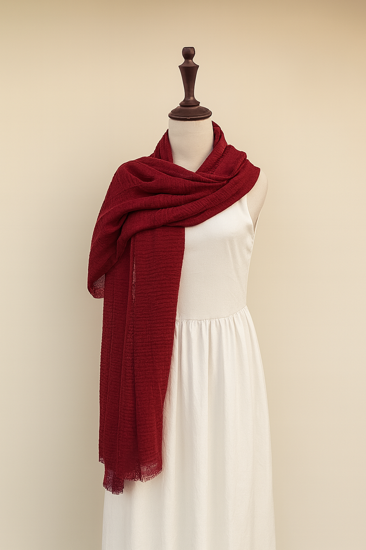Crimps Full Size Hijab - Red Cherry
