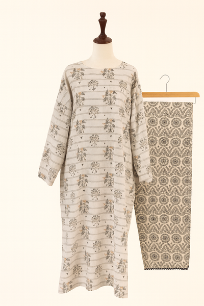 Printed Recycled Cotton Shirt With Jacquard Trouser