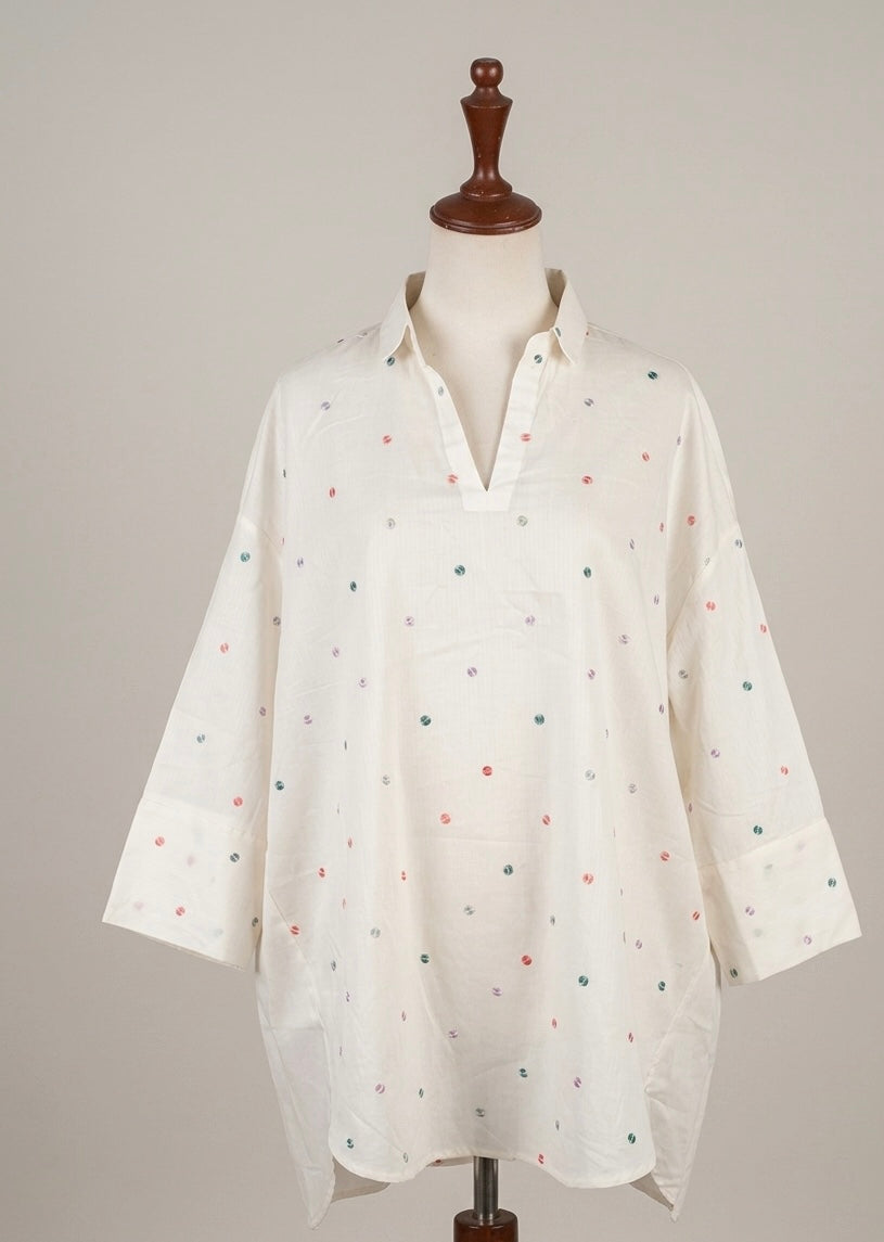 Embroidered Cotton Shirt with Collar