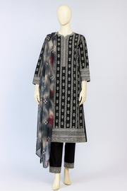 3 Piece Printed Cotton Suit - Sapphire
