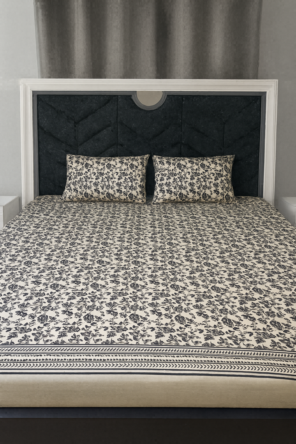 Premium Quality Black Floral Bedsheet