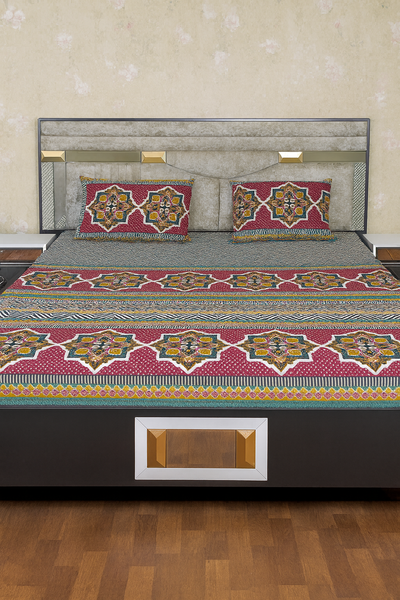 Geometric Vibrant King Size Bedsheet