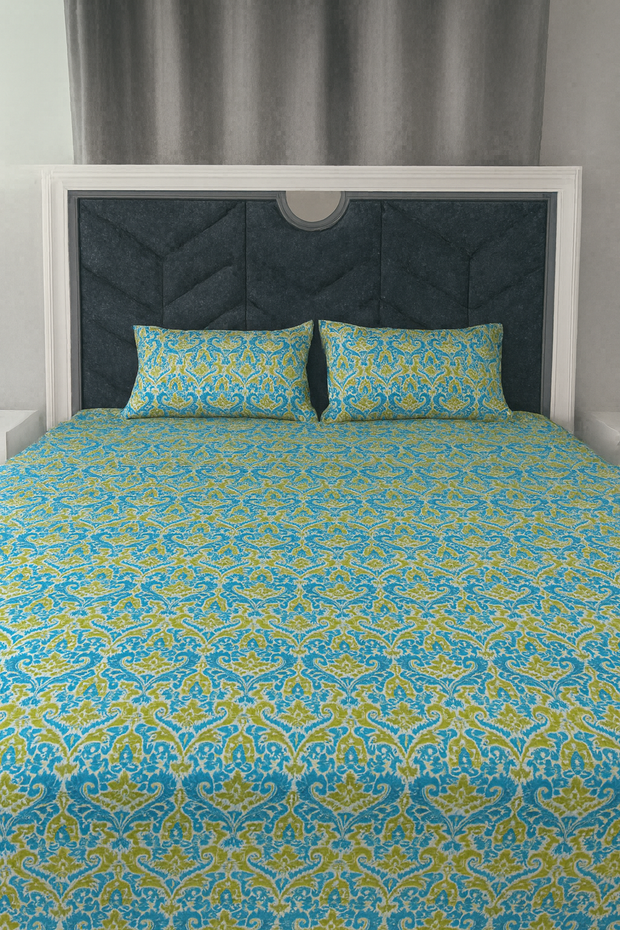 Premium Quality Green Floral Bedsheet