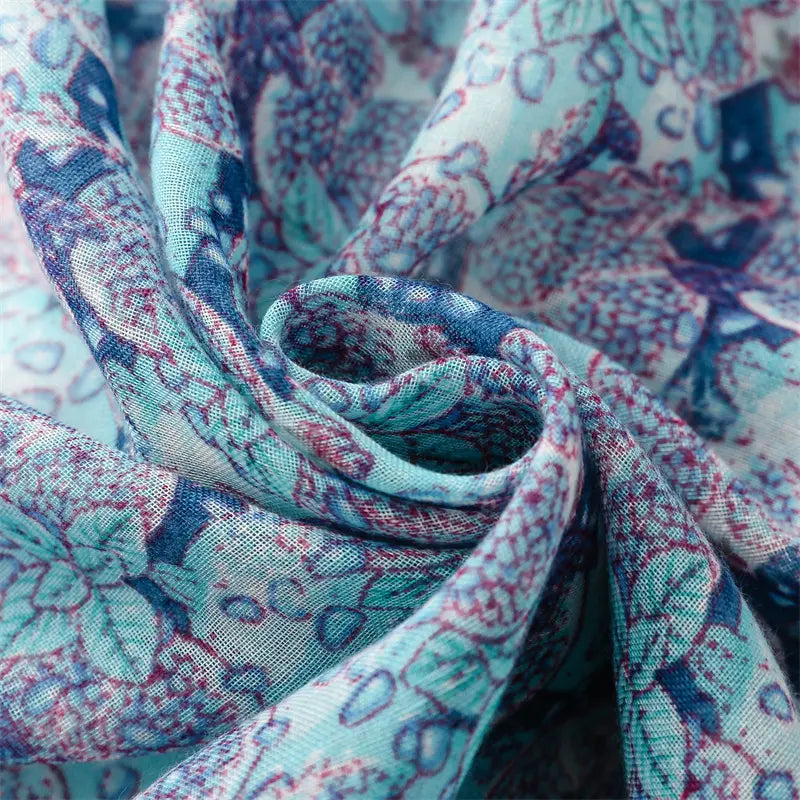 Blue Pomegranate Cotton Viscose Scarf