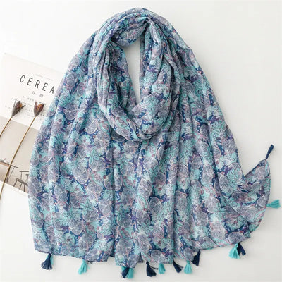 Blue Pomegranate Cotton Viscose Scarf