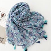 Blue Pomegranate Cotton Viscose Scarf