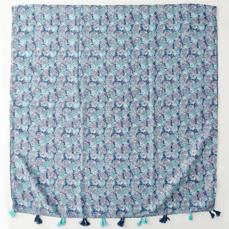 Blue Pomegranate Cotton Viscose Scarf