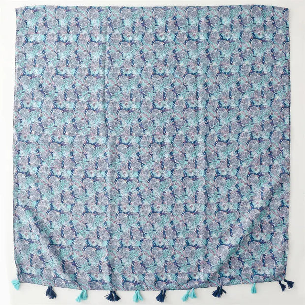 Blue Pomegranate Cotton Viscose Scarf
