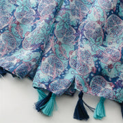 Blue Pomegranate Cotton Viscose Scarf