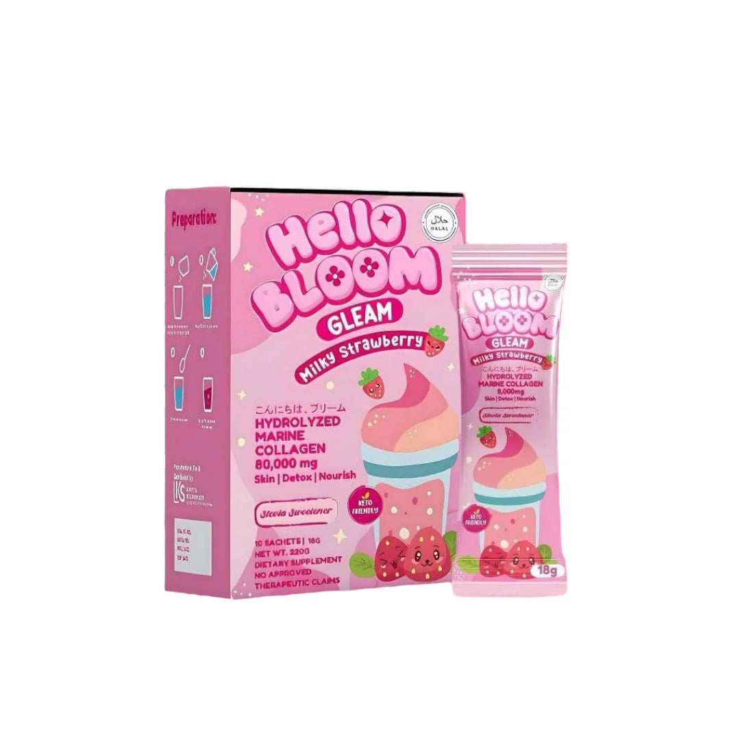 Hello BLOOM GLEAM Milky Melon Collagen Drink (10 Sachets)