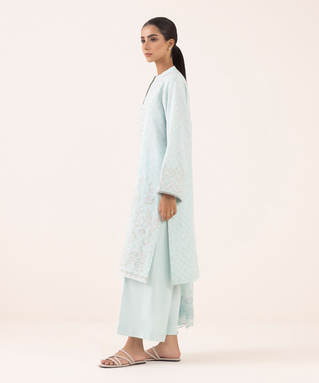 Sapphire Three Piece Embroidered Jacquard Suit