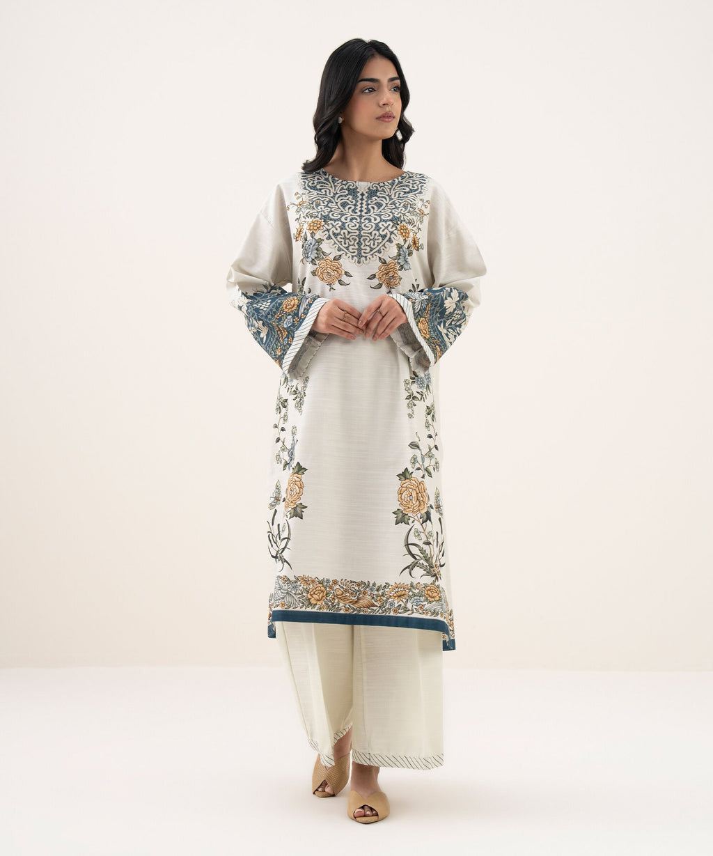 Sapphire Printed Three Piece Cotton Suit