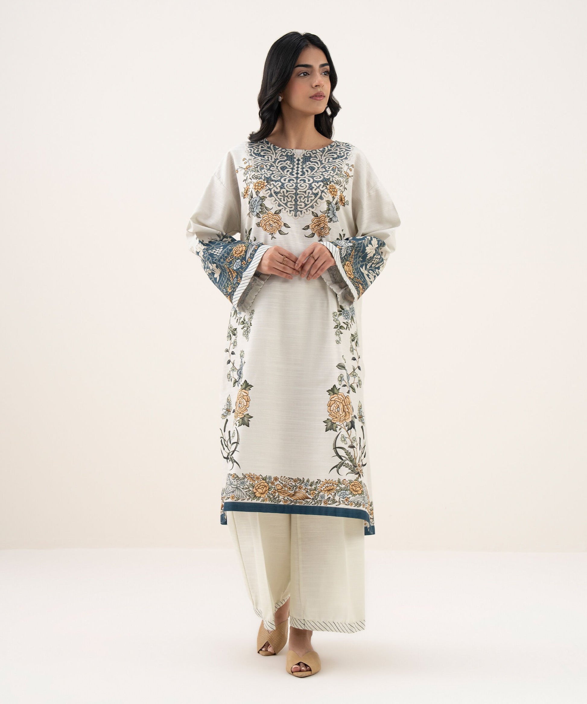 Sapphire Printed Three Piece Cotton Suit