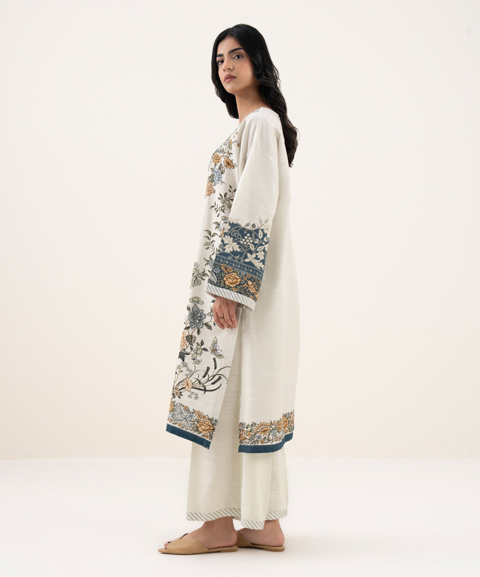 Sapphire Printed Three Piece Cotton Suit
