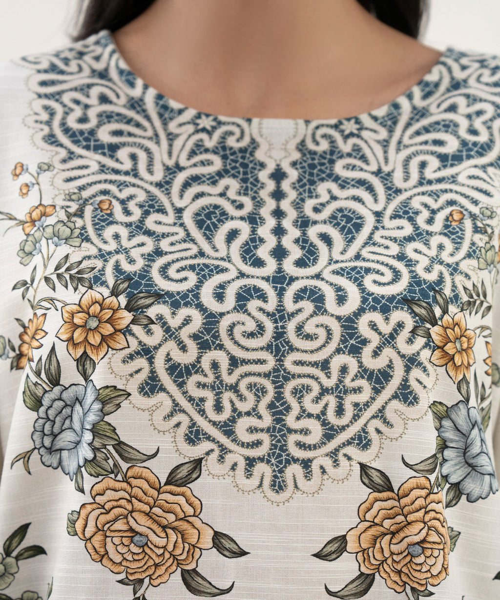 Sapphire Printed Three Piece Cotton Suit