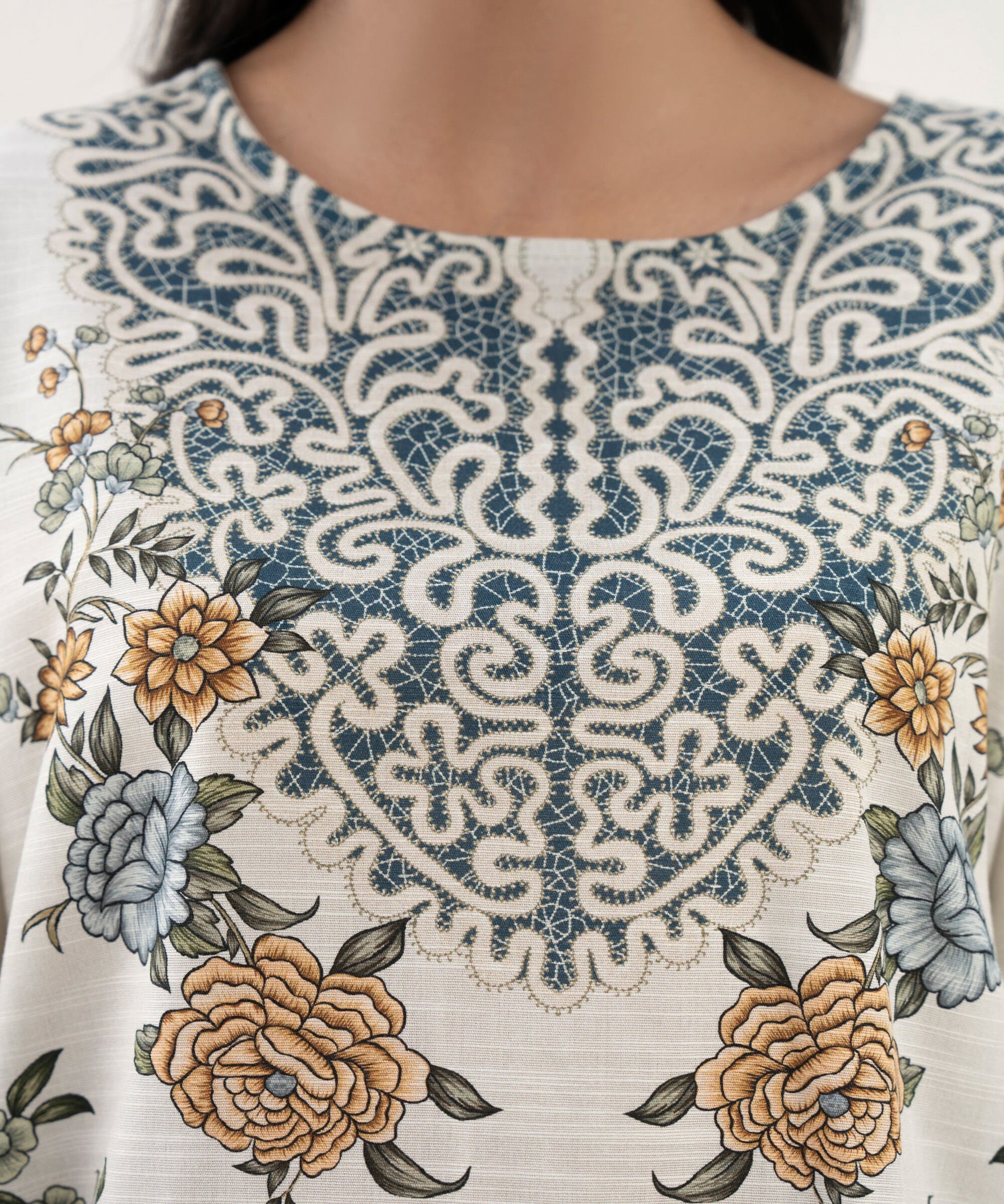 Sapphire Printed Three Piece Cotton Suit