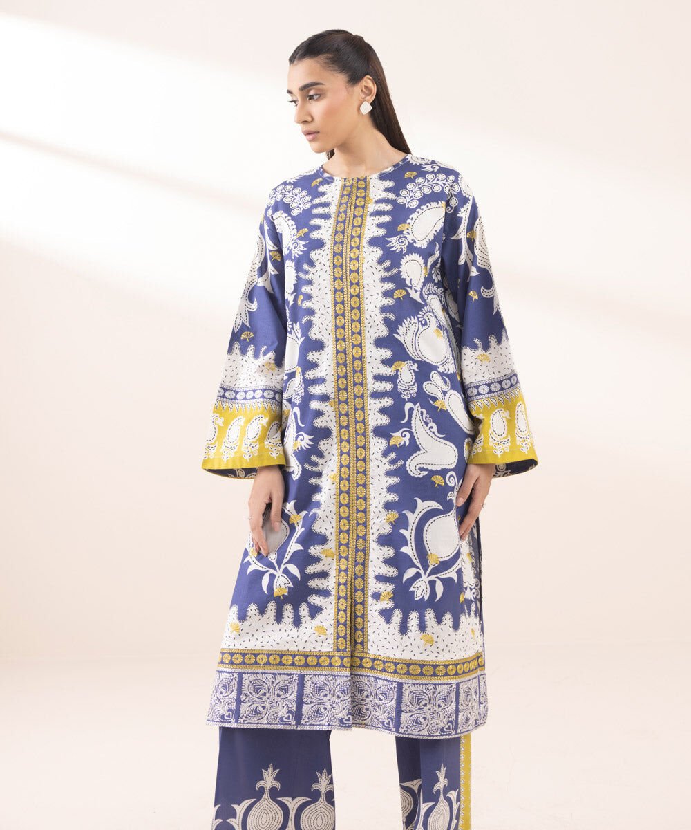 Sapphire Embroidered Three Piece Cambric Suit