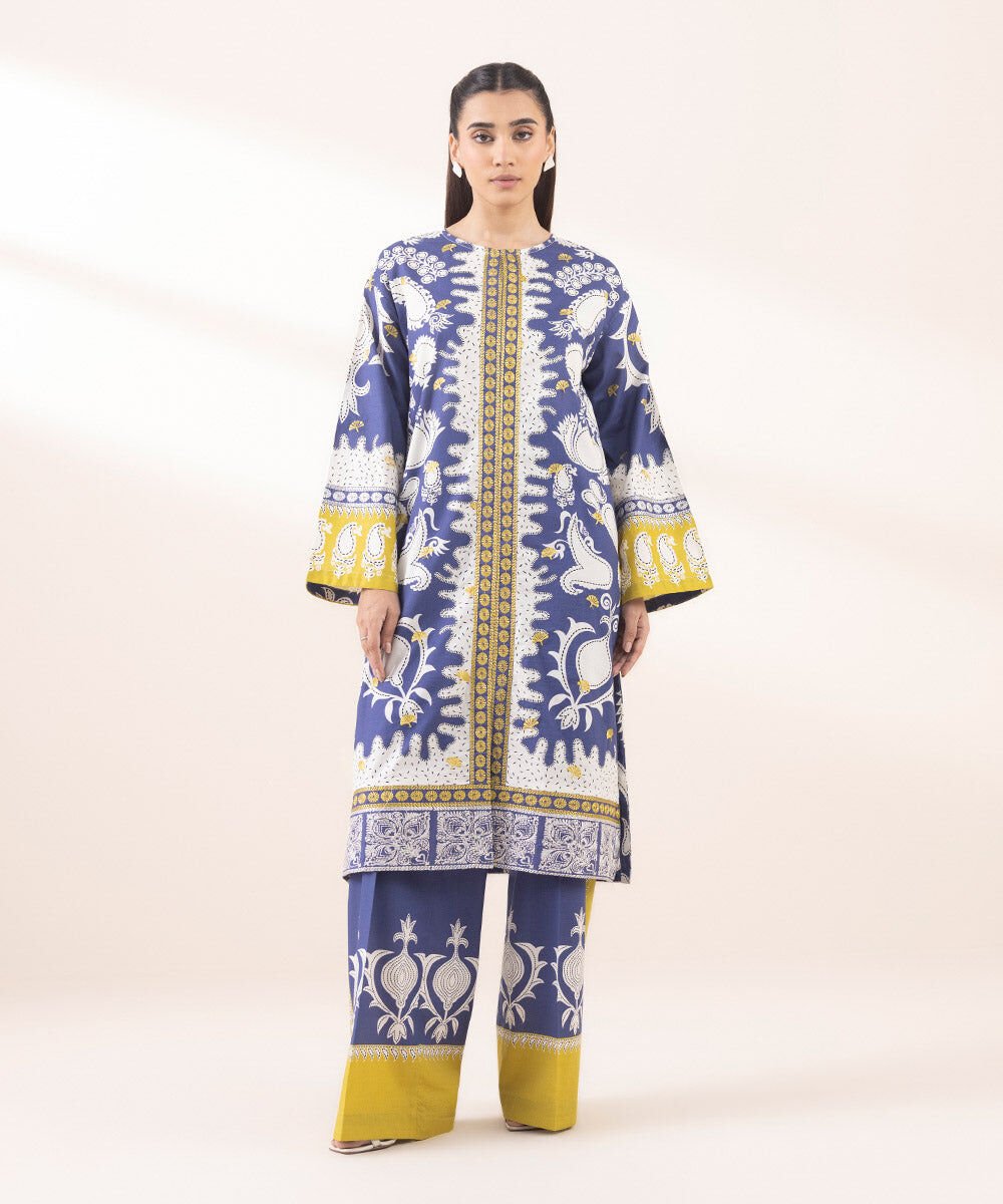 Sapphire Embroidered Three Piece Cambric Suit