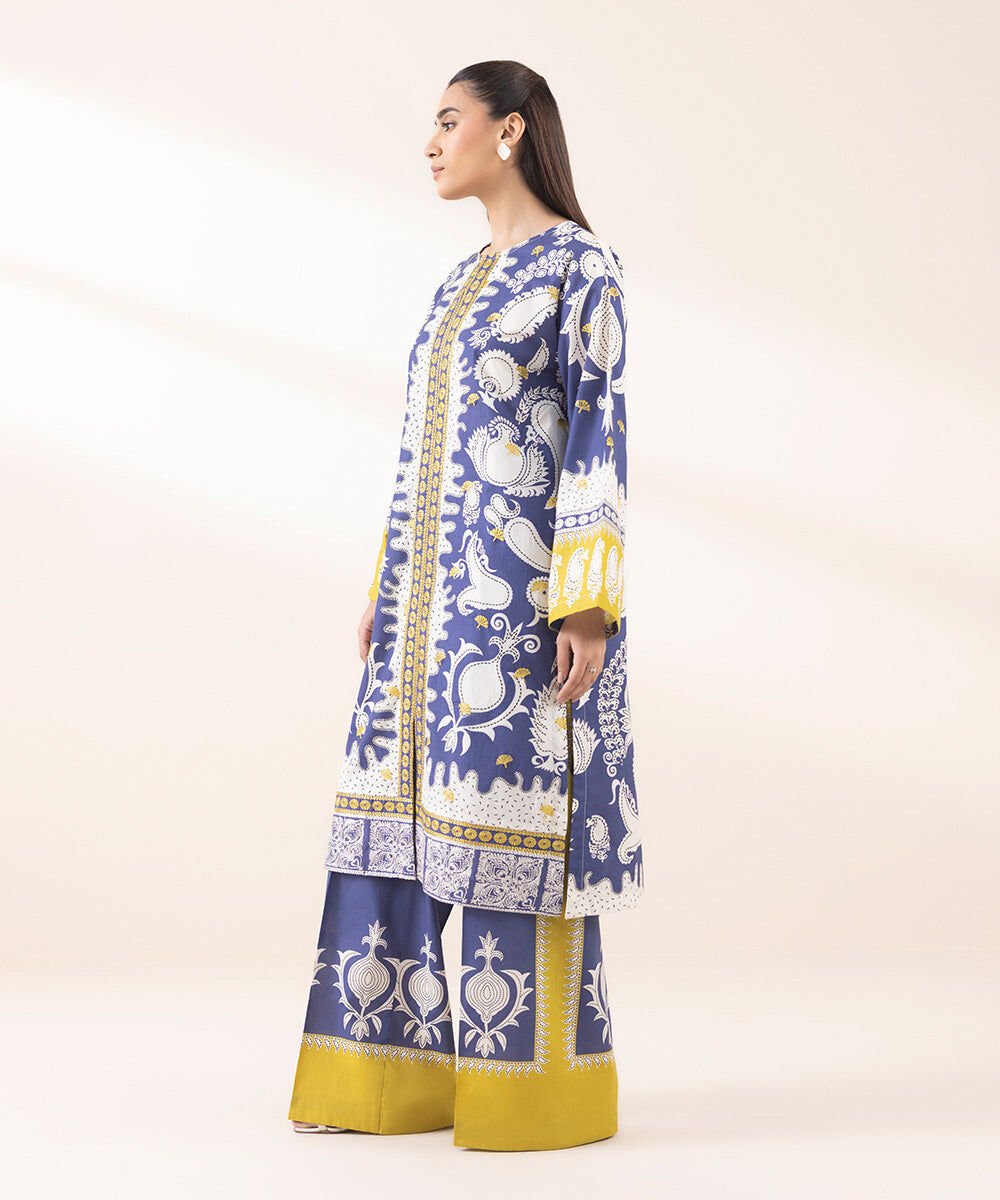 Sapphire Embroidered Three Piece Cambric Suit