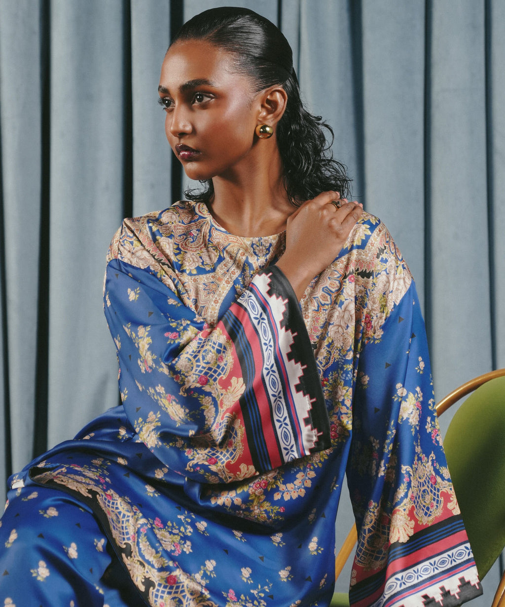 Sapphire Three Piece Silk Suit