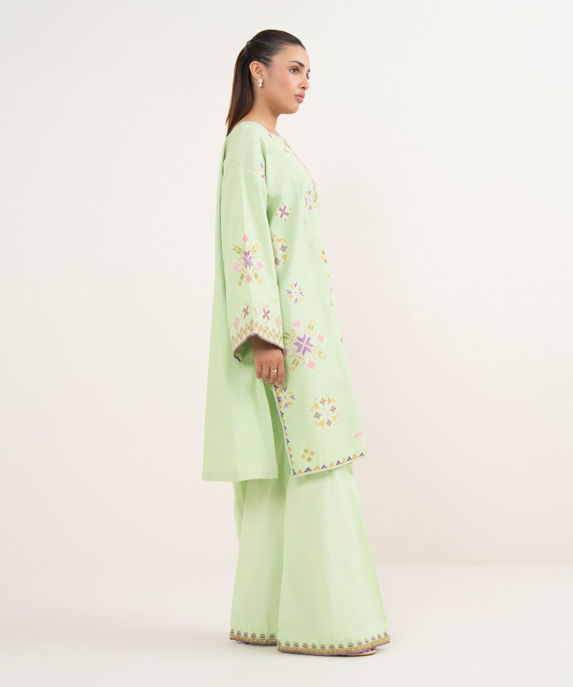 Sapphire Three Piece Embroidered Dobby Suit