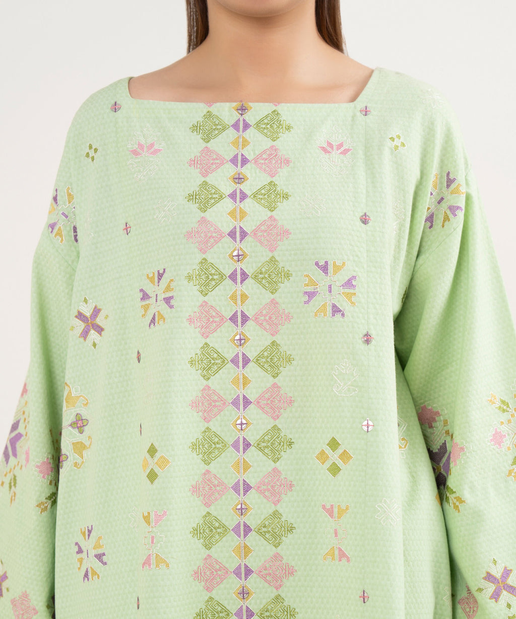 Sapphire Three Piece Embroidered Dobby Suit