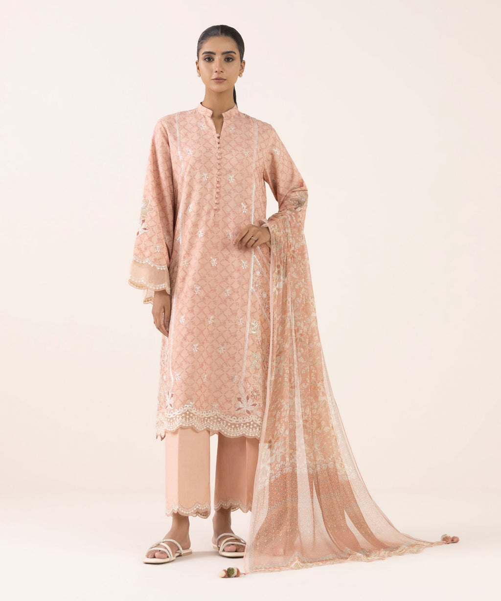 Sapphire Three Piece Embroidered Jacquard Suit
