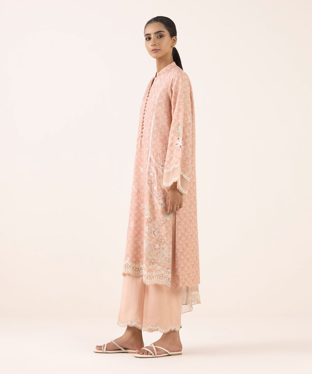 Sapphire Three Piece Embroidered Jacquard Suit