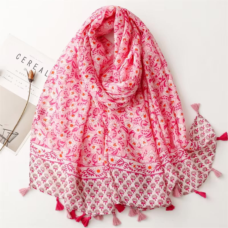 Floral Cotton Viscose Scarf