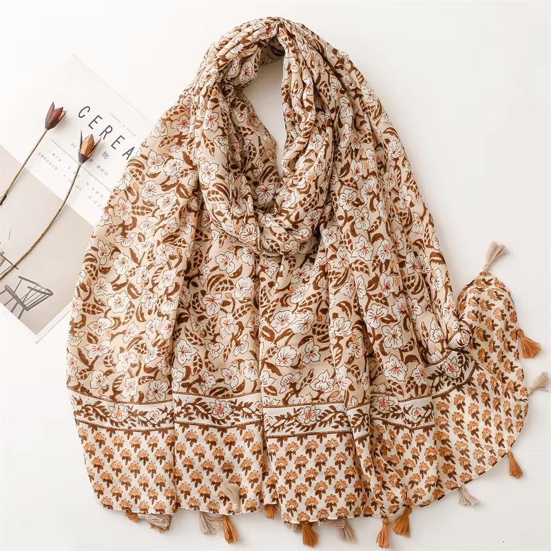 Floral Cotton Viscose Scarf