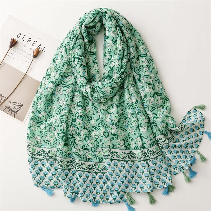Floral Cotton Viscose Scarf