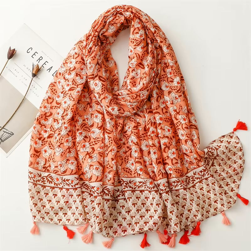 Floral Cotton Viscose Scarf