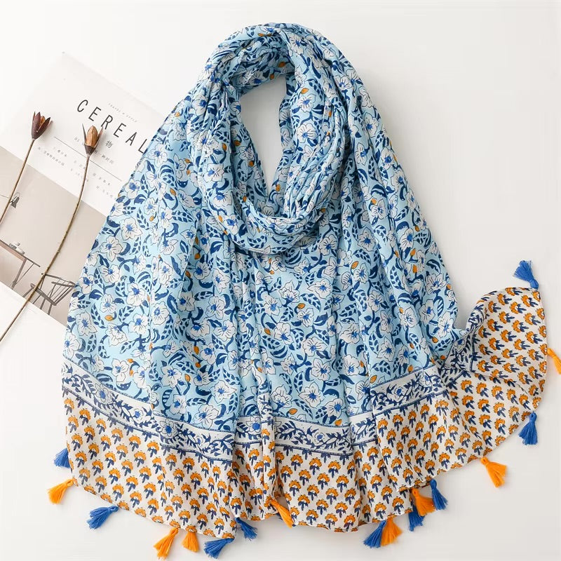 Floral Cotton Viscose Scarf
