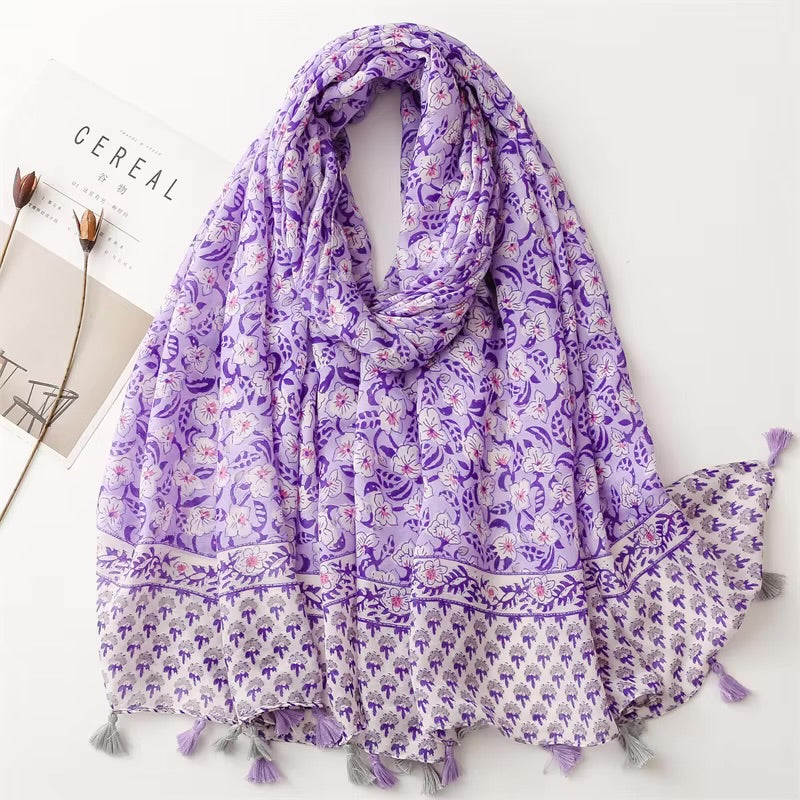 Floral Cotton Viscose Scarf