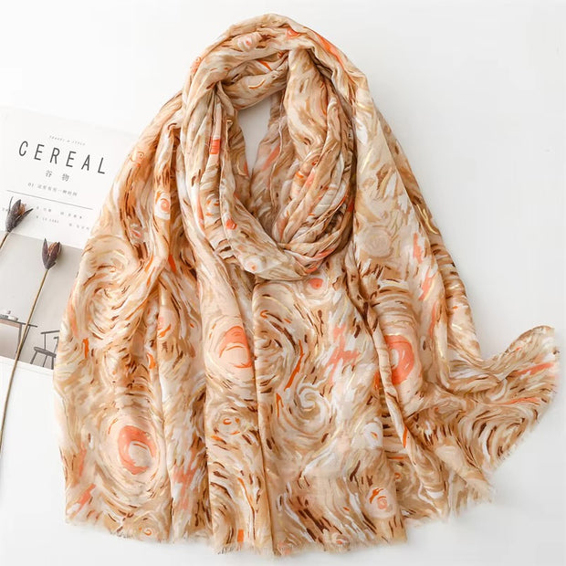 Swirling Shimmer Cotton Viscose Scarf