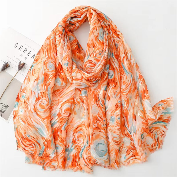 Swirling Shimmer Cotton Viscose Scarf