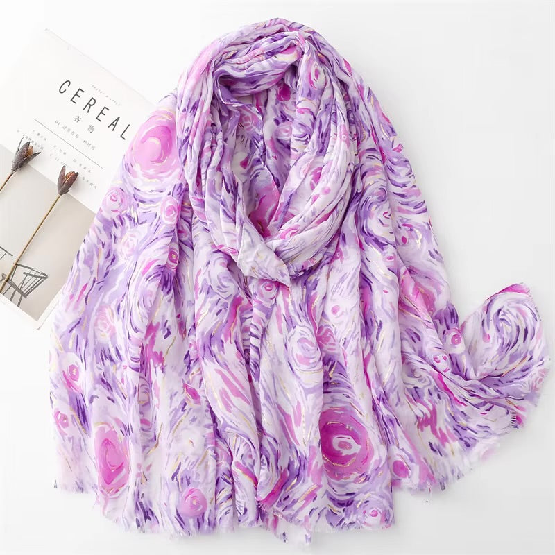 Swirling Shimmer Cotton Viscose Scarf