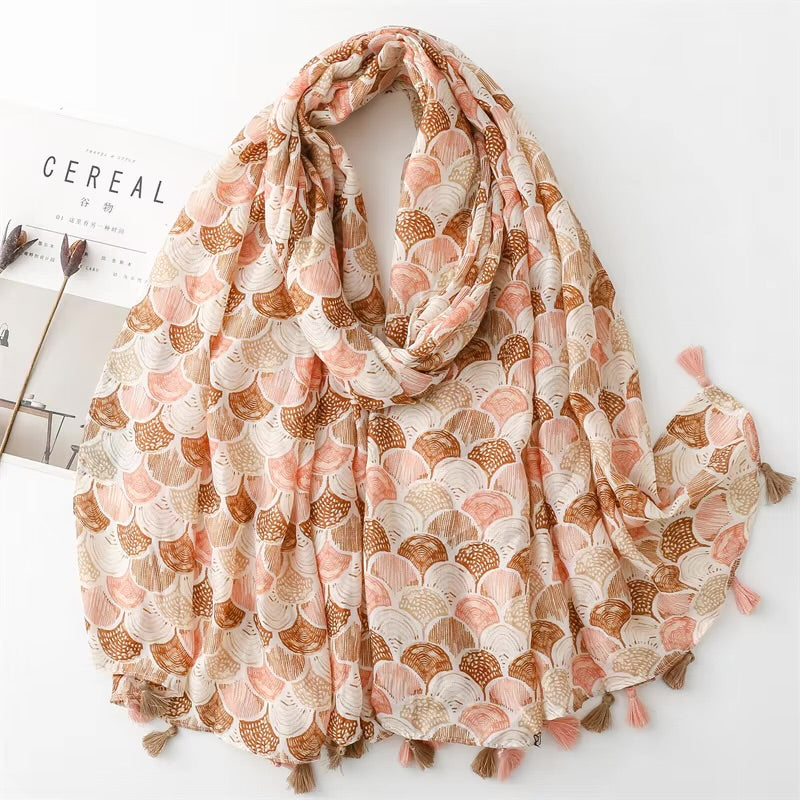 Beach Shells Cotton Viscose Scarf