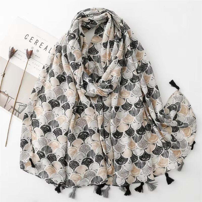Beach Shells Cotton Viscose Scarf