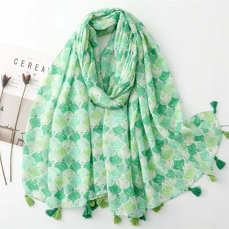 Beach Shells Cotton Viscose Scarf
