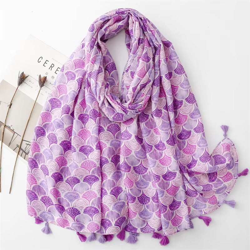Beach Shells Cotton Viscose Scarf