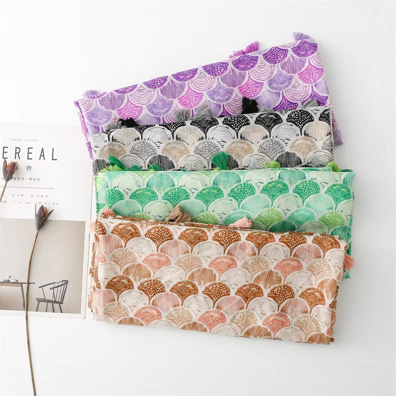 Beach Shells Cotton Viscose Scarf