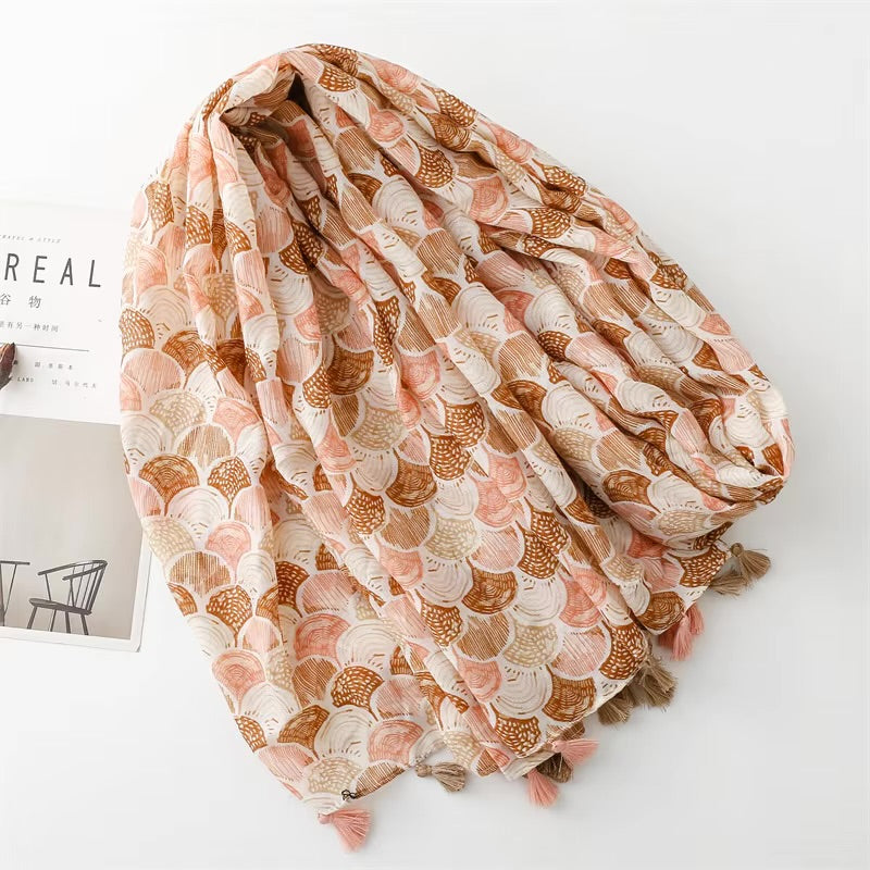 Beach Shells Cotton Viscose Scarf
