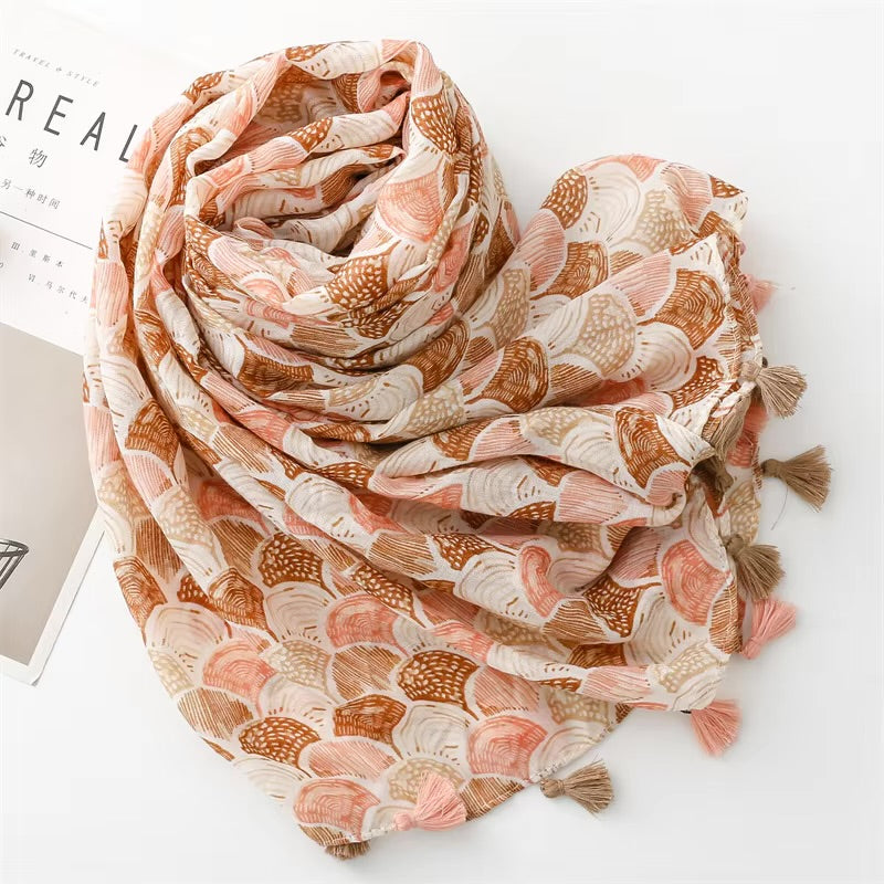 Beach Shells Cotton Viscose Scarf