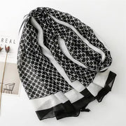 Black Geometry Cotton Viscose Scarf